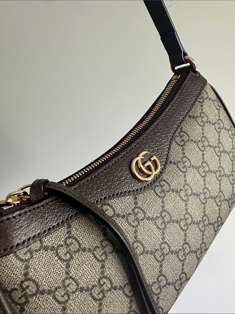 Gucci Beige and Brown GG Canvas Shoulder Bag with Gold Hardware - Picture 4 of 8